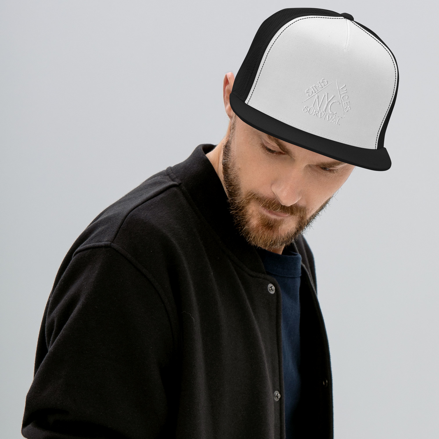 SNV Origins Trucker Cap Black and White Front