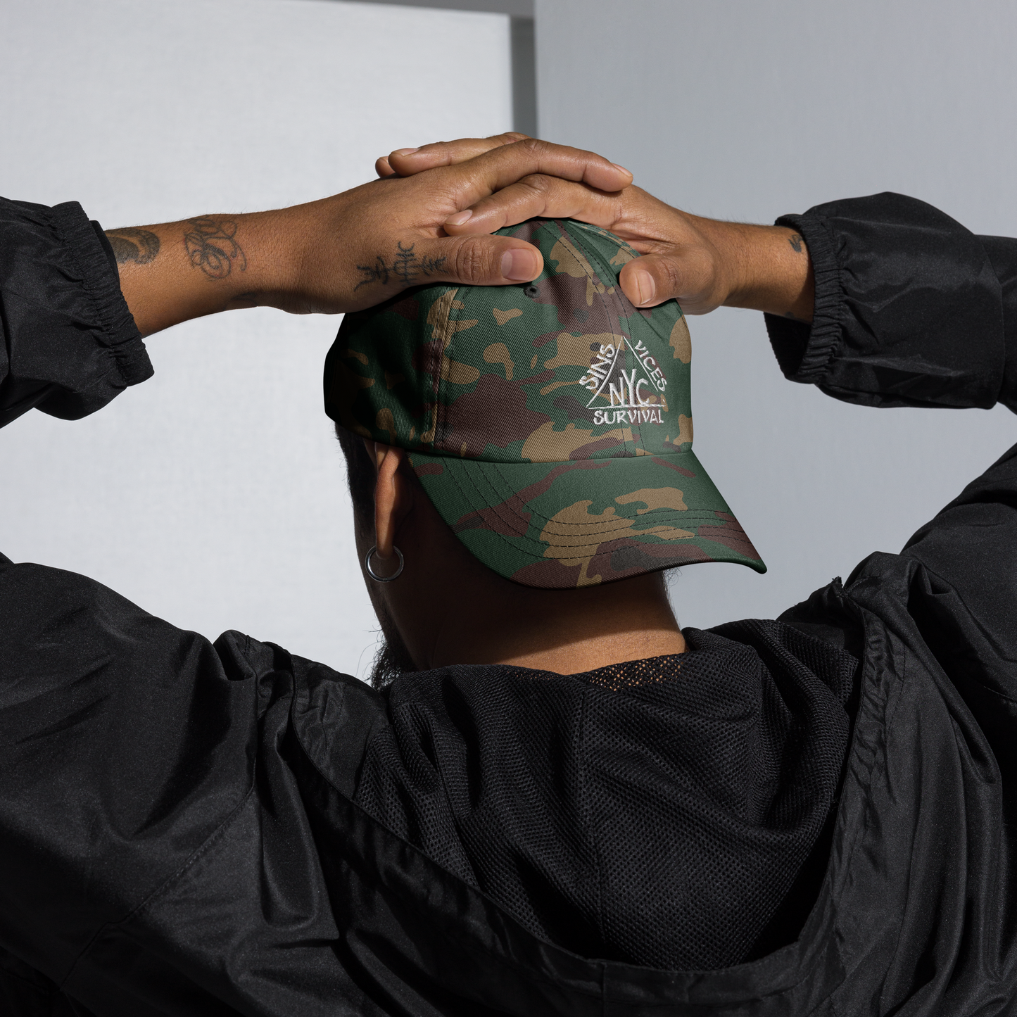 classic dad hat green camo front