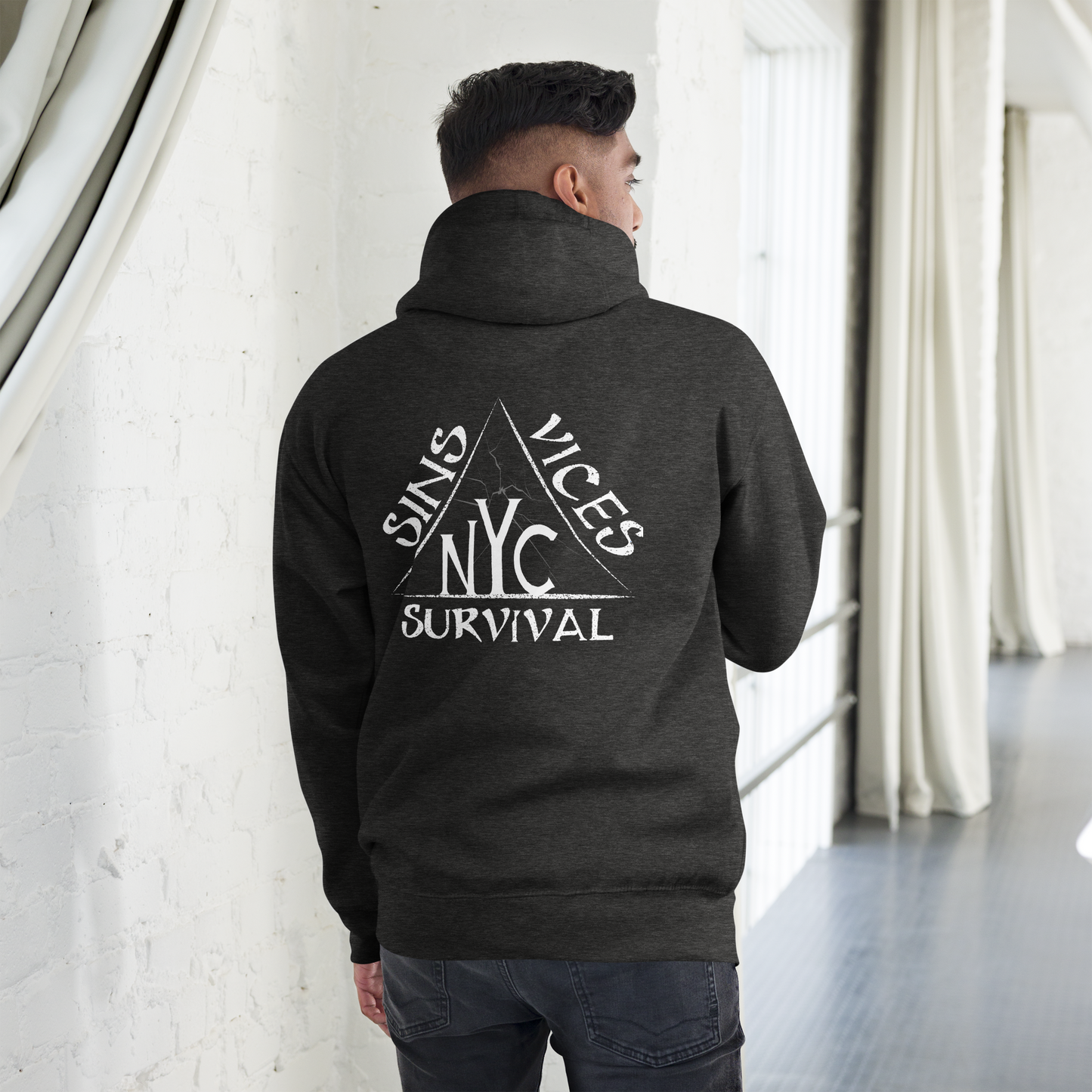 SNV Unisex Hoodie Charcoal Heather Back