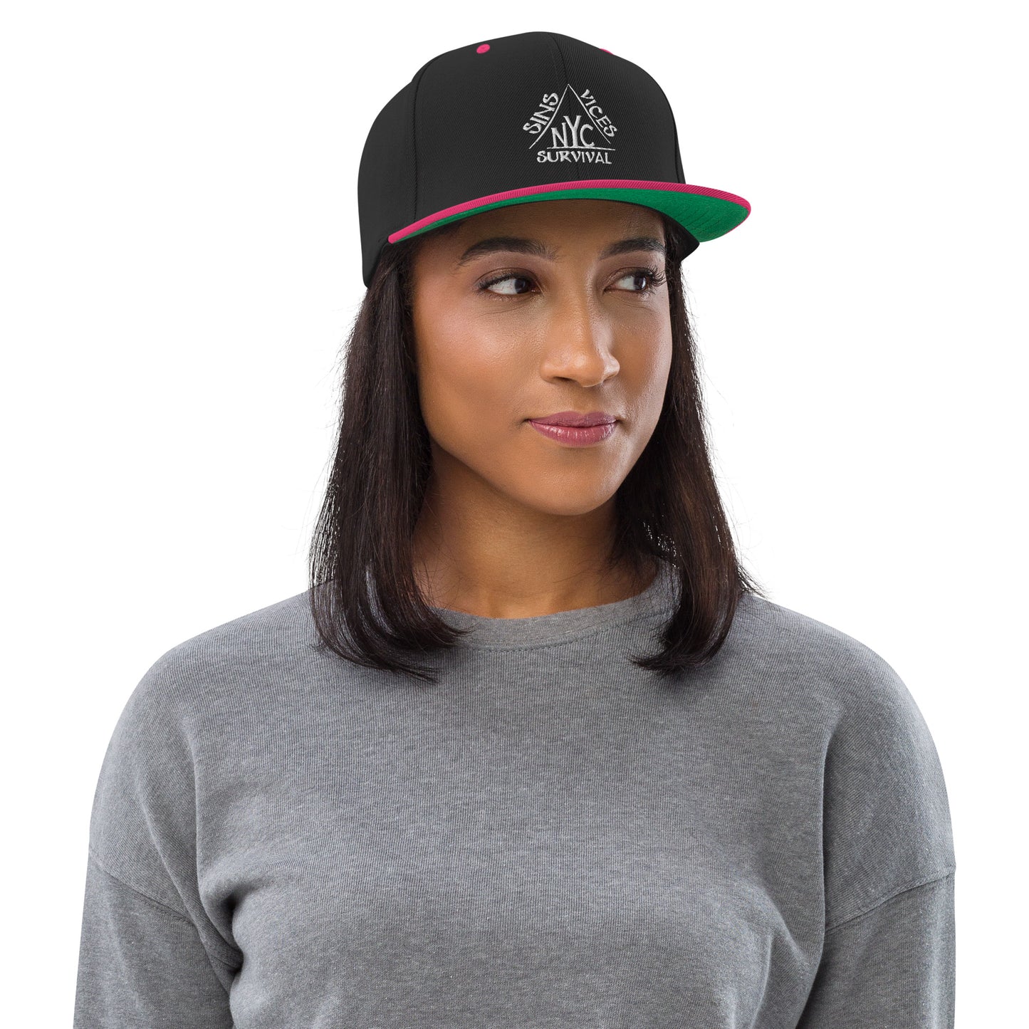 Classic snapback black neon pink front