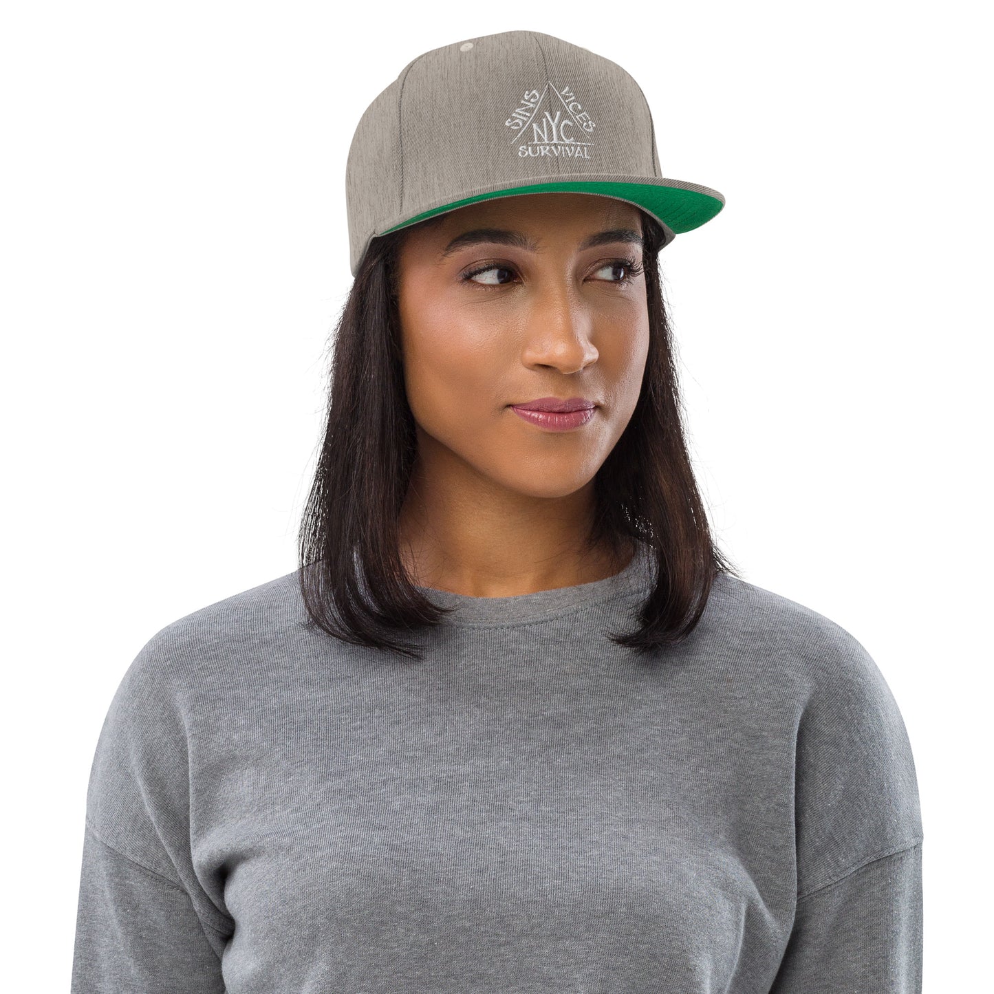 classic snapback heather grey front