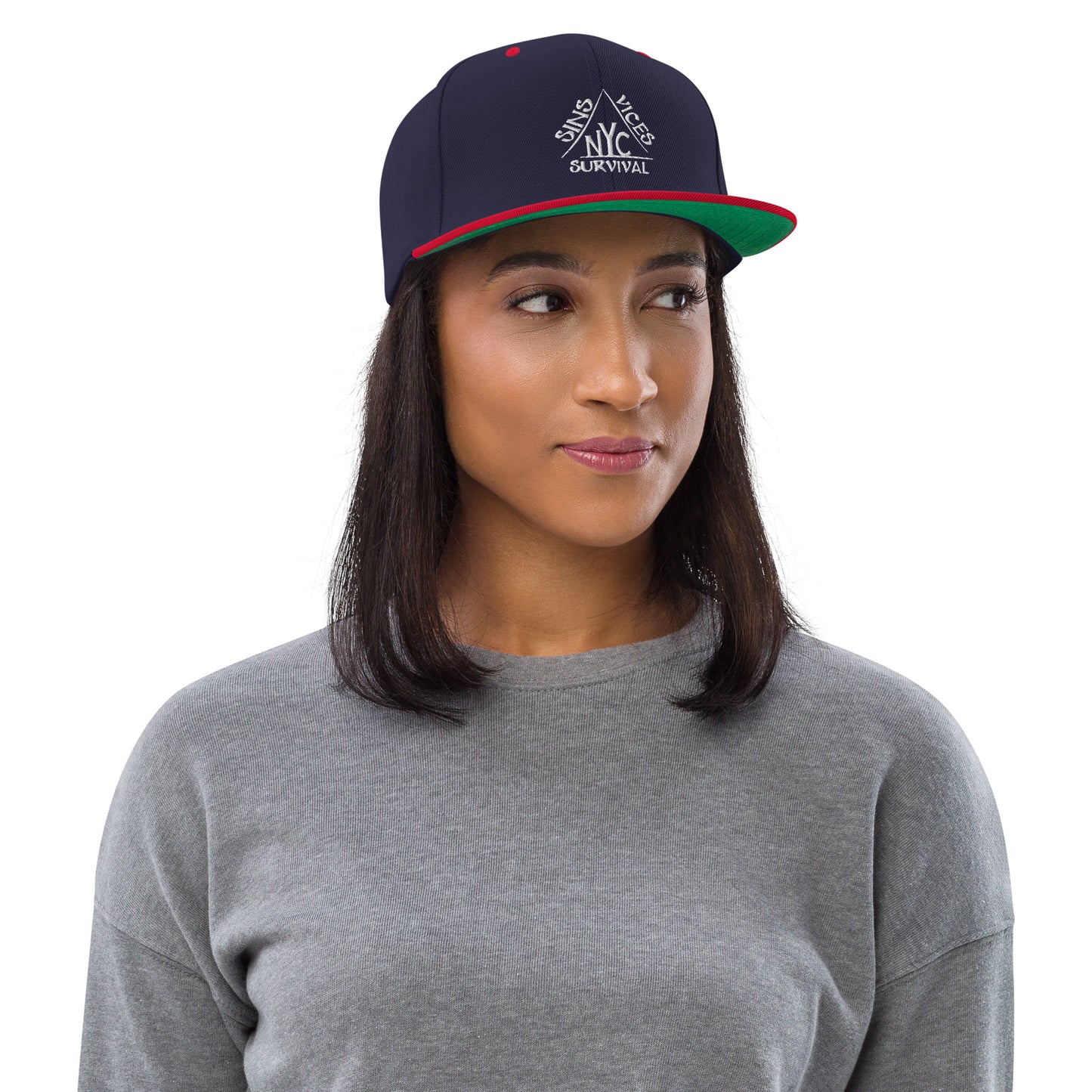 Classic snapback navy red front