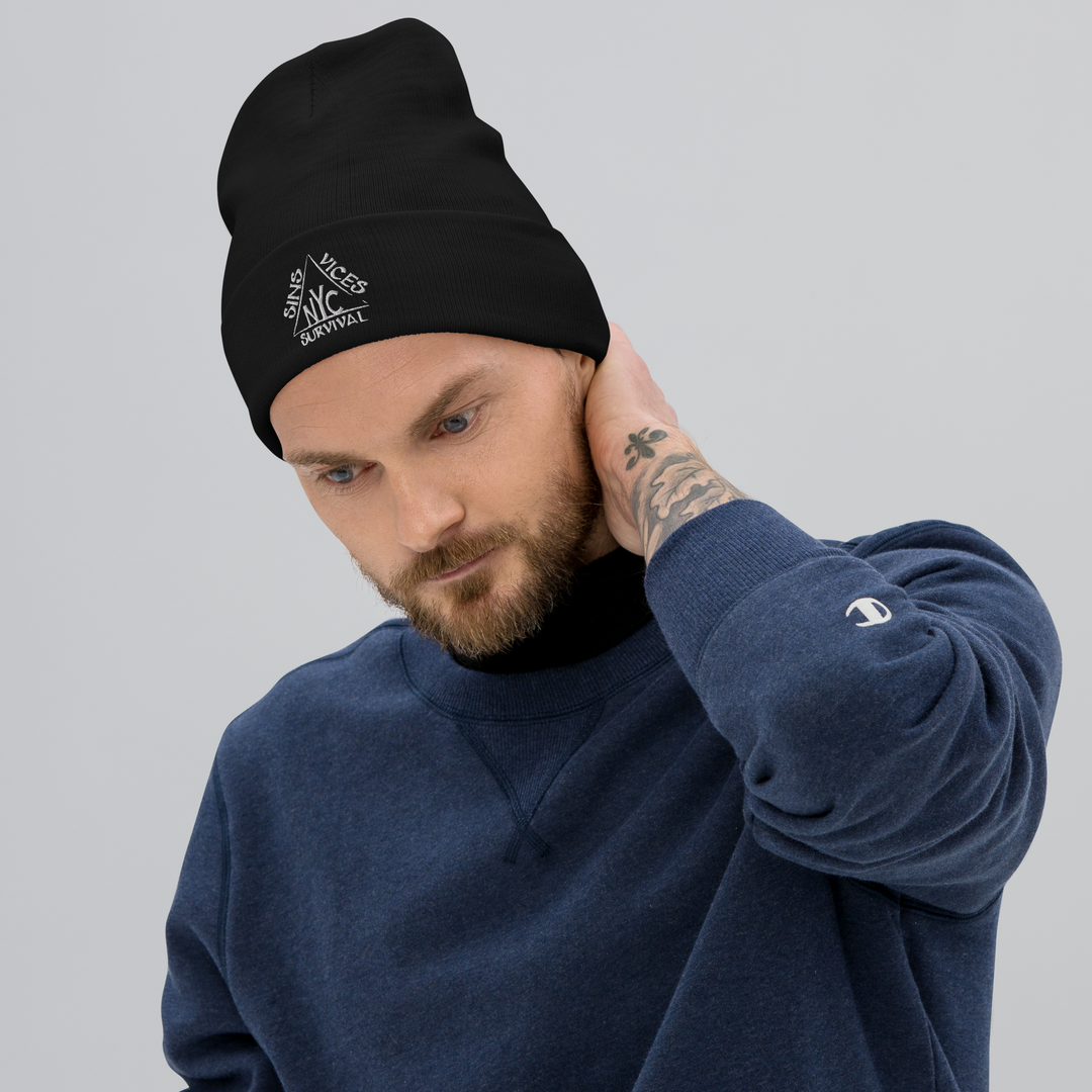 SNV Embroidered Beanie Black Front