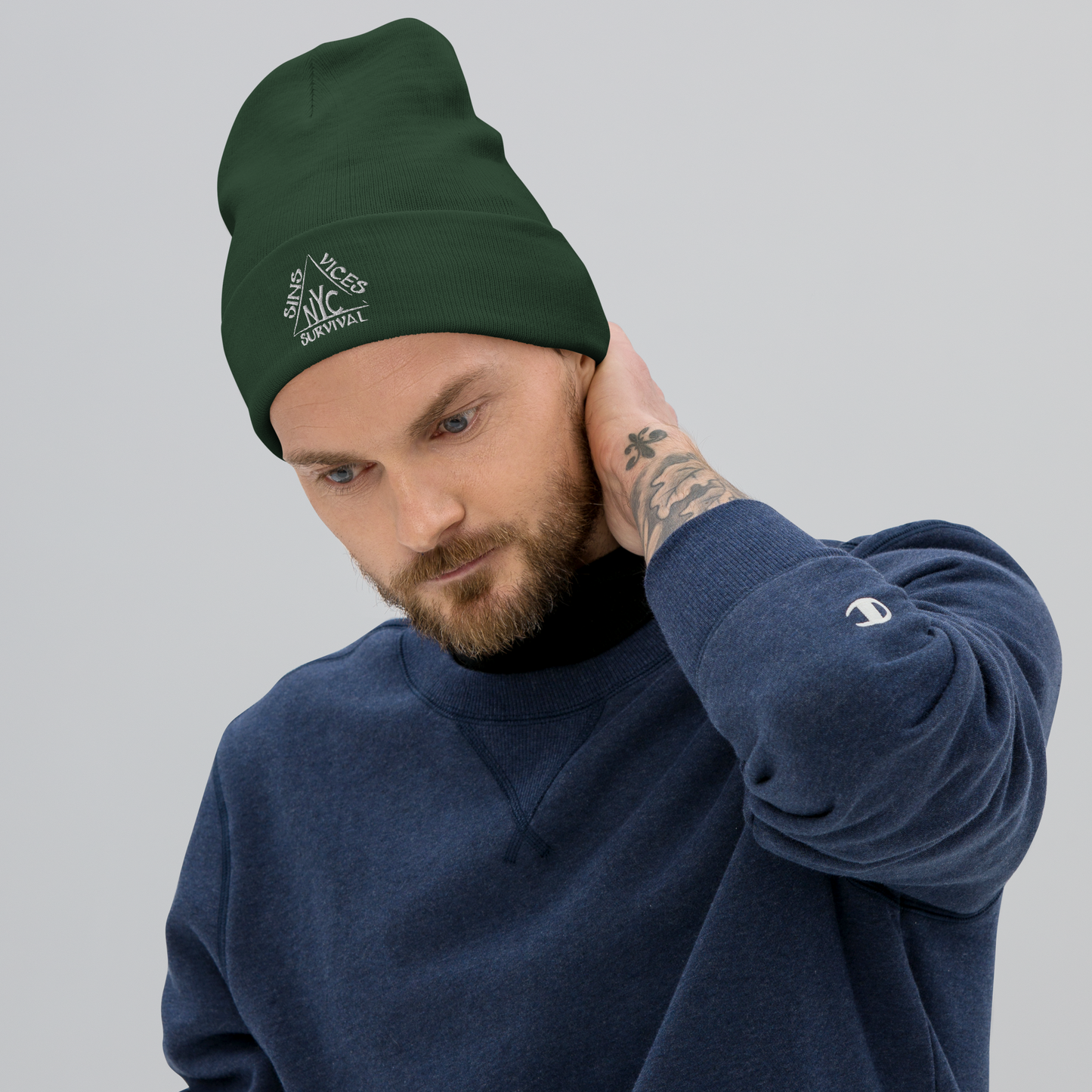 SNV Embroidered Beanie Green Front