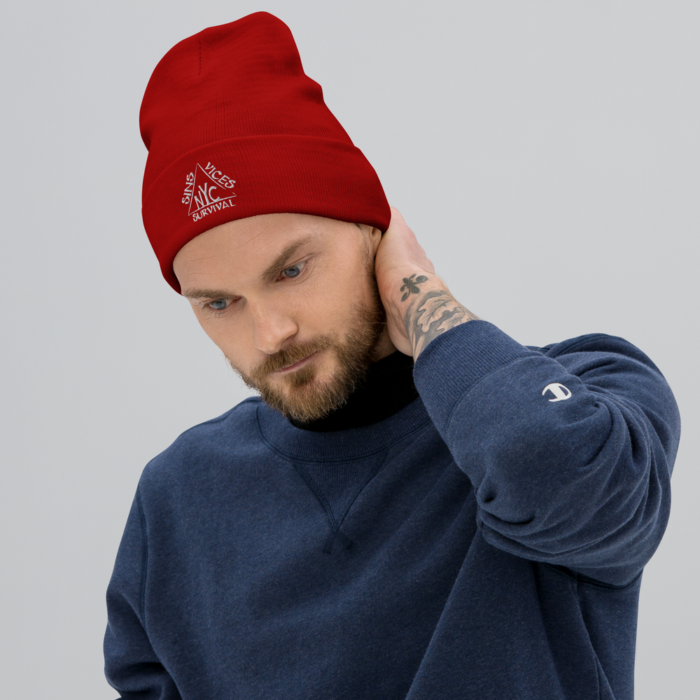 SNV Embroidered Beanie Red Front