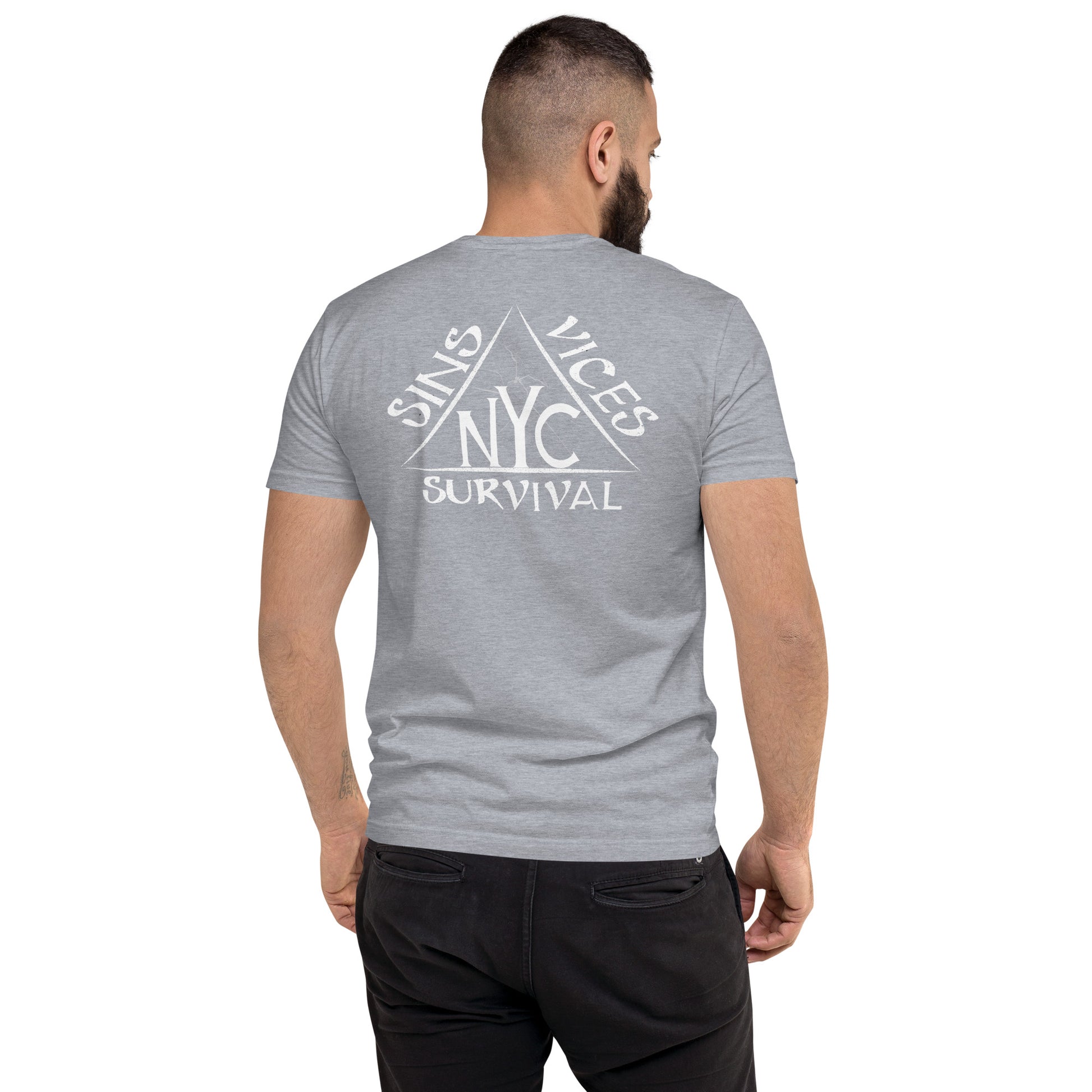 Grey SNV Fitted Short Sleeve T-shirt Back