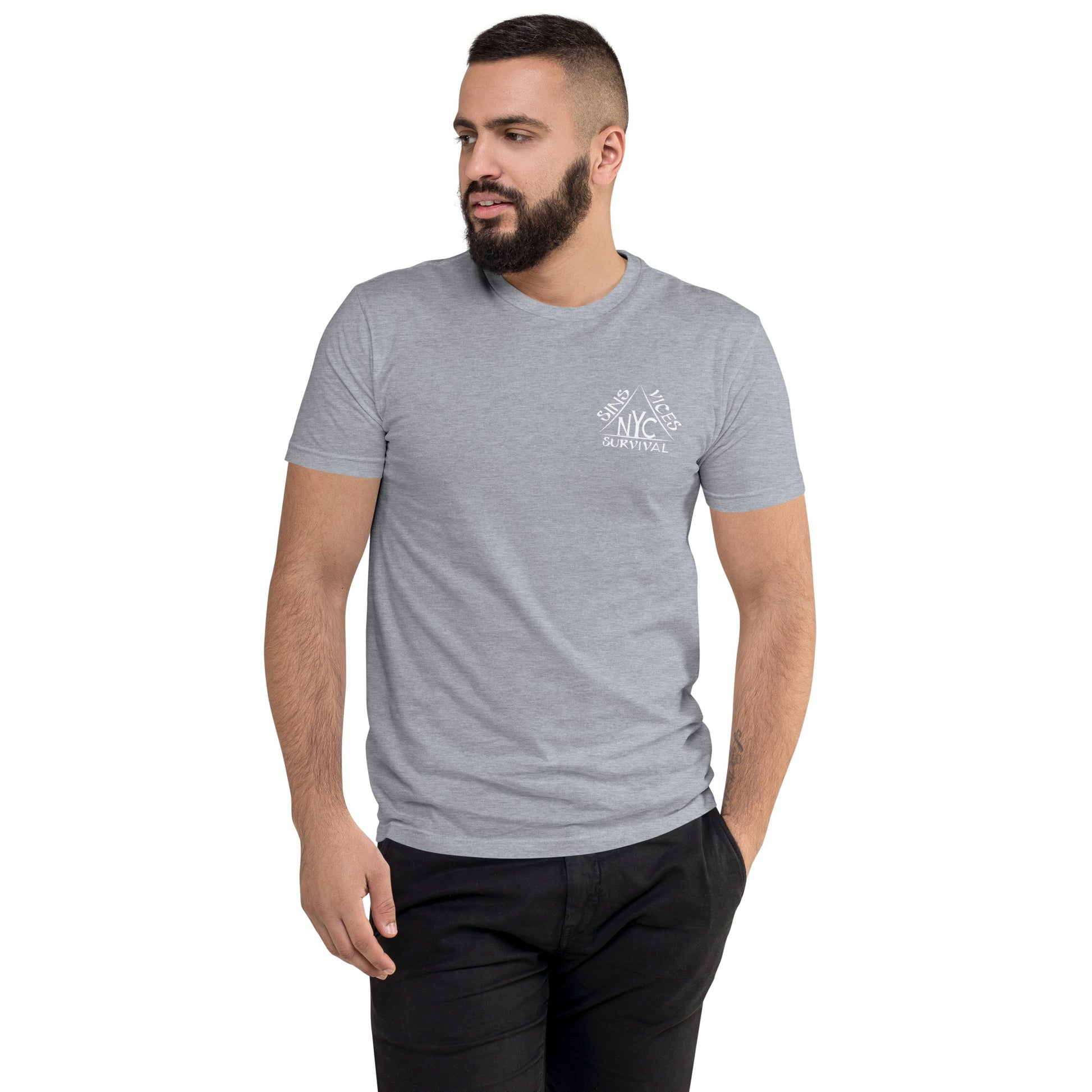 Grey SNV Fitted Short Sleeve T-shirt Front