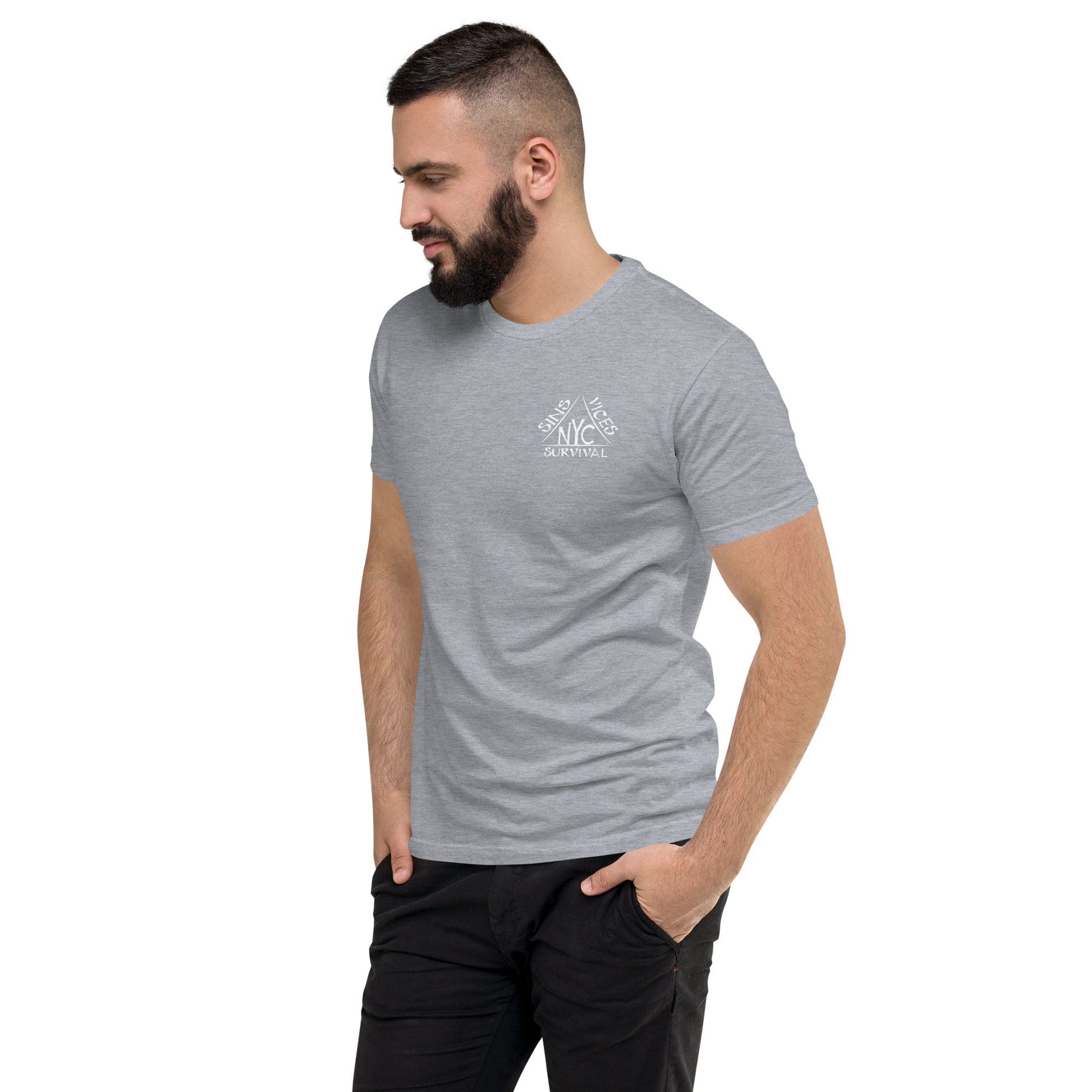 Grey SNV Fitted Short Sleeve T-shirt Left Front