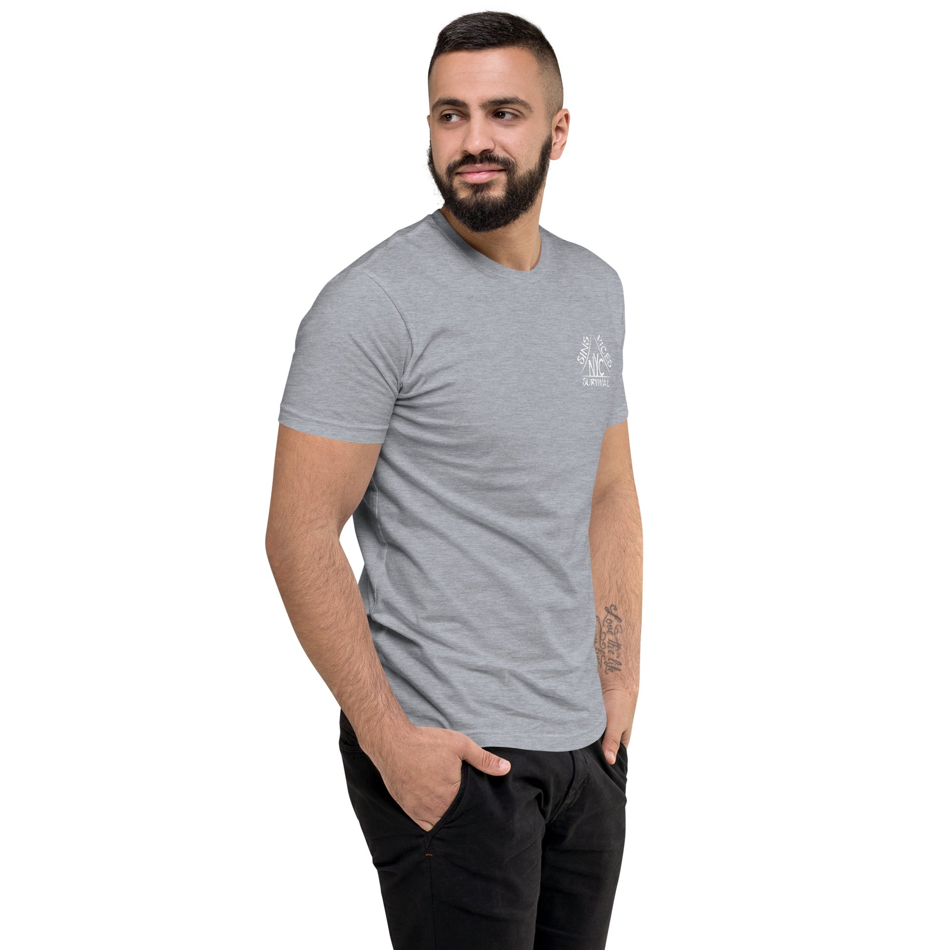 Grey SNV Fitted Short Sleeve T-shirt Right Front