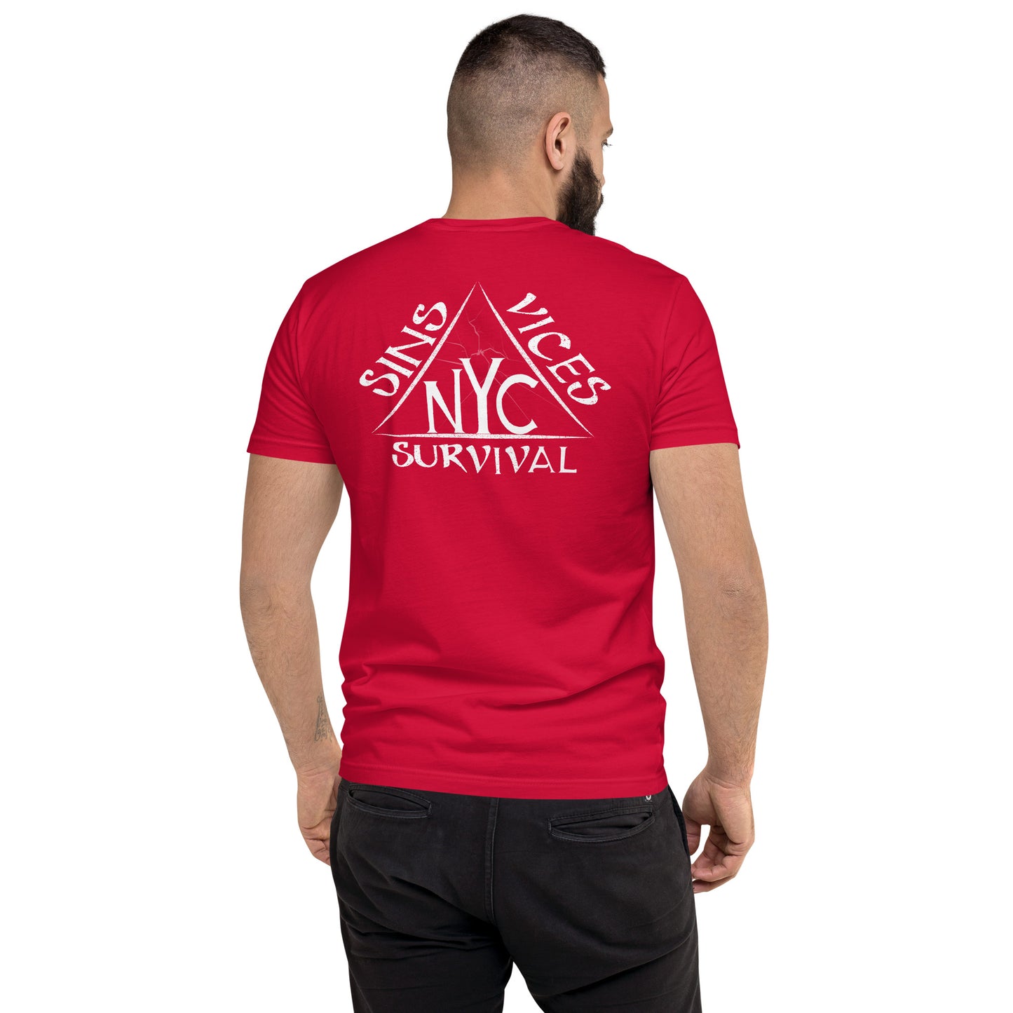 Red SNV Fitted Short Sleeve T-shirt Back