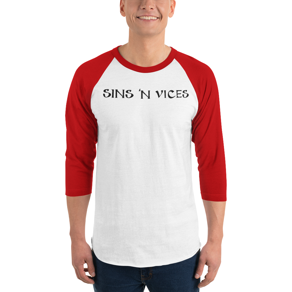 SNV 3/4 Sleeve Raglan Shirt White and Red Front