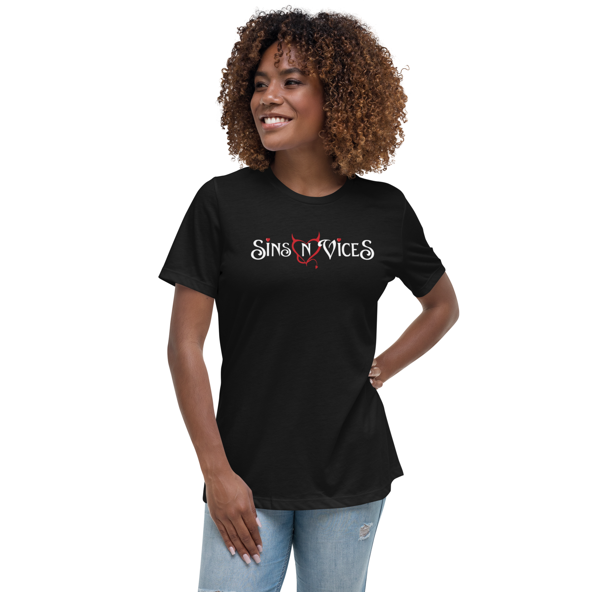 Women's Sexy Relaxed T-Shirt Black Front